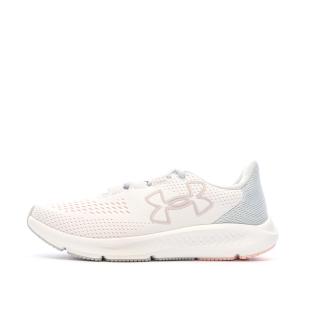 Chaussures de Running Blanches/Bleu/Rose Femme Under Armour Charged Pursuit pas cher