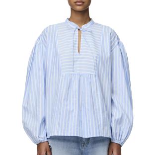 Blouse Bleu/Blanche Femme Pieces Lilia pas cher