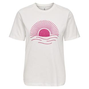 T-Shirt Blanc/Rose Femme Only Lanya vue 0