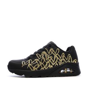 Baskets Noir/Doré Femme Skechers Heart pas cher