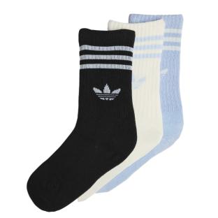 3x Paires de Chaussettes Noires/Bleu/Blanches Fille Adidas Crew Sock pas cher