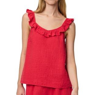 Top Rouge Femme Pieces Astina vue 0