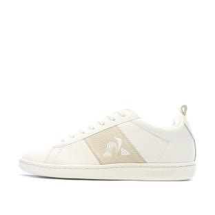 Baskets Blanches/Beige Femme Le Coq Sportif Court Classic Premium Optical pas cher