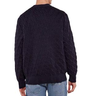 Pull Marine Homme Calvin Klein Jeans Rel Aop vue 2