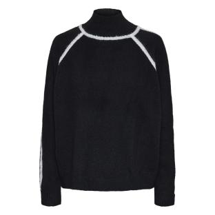 Pull Noir Femme Pieces Lola vue 3