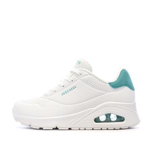 Baskets Blanc/Turquoise Femme Skechers Uno pas cher
