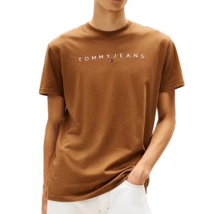 T-Shirt Marron Homme Tommy Hilfiger Reg Linear pas cher