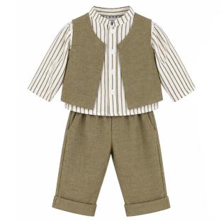 Ensemble Kaki/Blanc Bébé P'tit Mome Lucas vue 0
