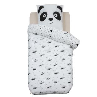 Parure de lit Blanc/Noir Garçon/Fille Atmosphera Panda 140x200 pas cher