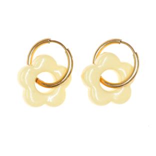 Boucles Oreilles Jaune Opaque Femme Clio Blue Fleurs 20mm pas cher