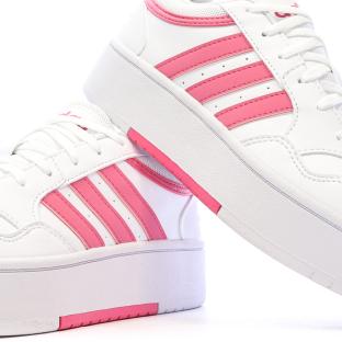 Baskets Blanches/Roses Femme Adidas Hoops 3.0 Bold vue 7