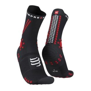 X1 Paire de Chaussettes Trail Noir/Rouge Mixte Compressport Pro Racing Socks pas cher