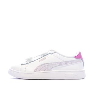 Baskets Blanc/Rose Fille Puma Smash 3.0 vue 0