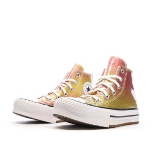 Baskets Rose/Jaune Fille Converse All Star Eva vue 6