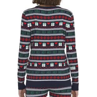 Pull de Noël Marine/Rouge Femme Only Xmas vue 0