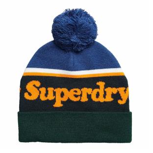 Bonnet Marine/Vert/Orange Femme Superdry Beanie pas cher