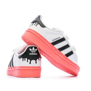 Baskets Blanches/Roses Fille Adidas Superstar Cf vue 7