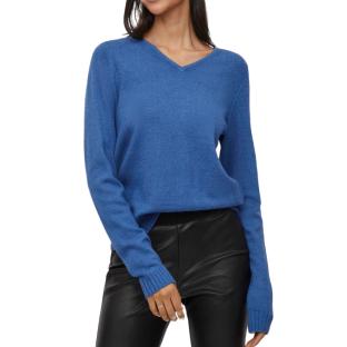 Pull Col V Bleu Femme Vila 69 pas cher