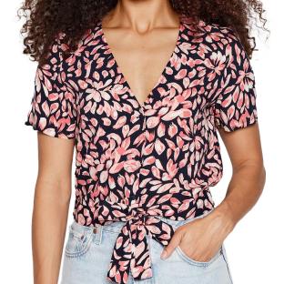 Blouse Marine/Rose à fleurs Femme Vero Moda Easy pas cher