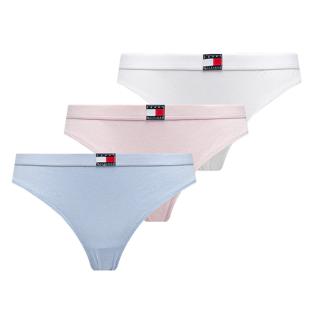 3x Strings Rose/Blanc/Bleu Femme Tommy Hilfiger Thong pas cher