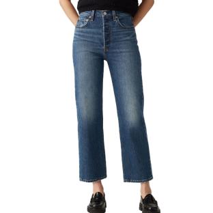 Jean Bleu Femme Levi's Ribcage Straight Ankle Dark In pas cher