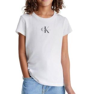 T-Shirt Blanc Fille Calvin Klein Jeans Micro pas cher