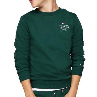 Sweat Vert Garçon Tommy Hilfiger Logo Puff pas cher