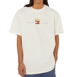 T-shirt Écru Homme Tommy Hilfiger Linear pas cher