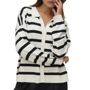 Pull Rayé Écru/Noir Femme Vero Moda Silla vue 0