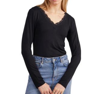 T-Shirt Noir Femme Pieces Pcbarbera pas cher
