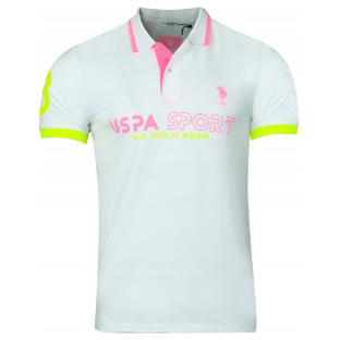 Polo Blanc/Rose Homme US Polo ASSN RAMS pas cher