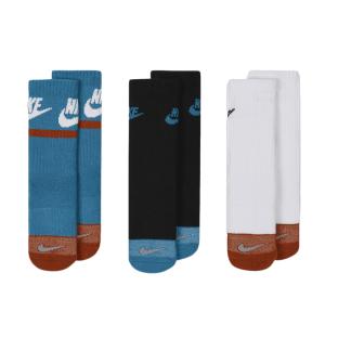 3x Paires de Chaussettes Bleu/Noir/Blanc Garçon Nike Crew pas cher