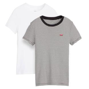 Lot de 2 T-shirts Blanc/Rayures Femme Levi's 2pack Essential vue 0