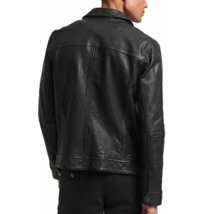 Veste En Cuir Noir Homme Superdry Studios vue 2