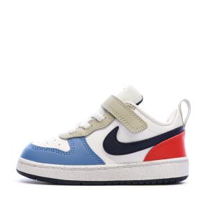 Baskets Blanc/Beige/Bleu Enfant Nike Court Borough Low Recraf pas cher