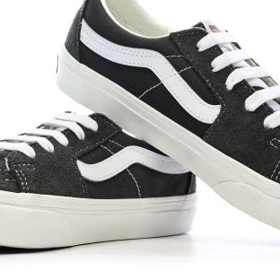 Baskets Gris/Blanc Femme Vans Sk8-low Canva vue 7
