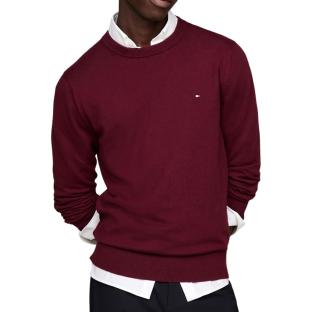 Pull Bordeaux Homme Tommy Hilfiger Essential Crew pas cher