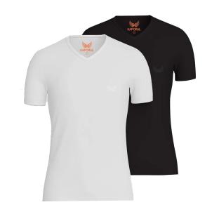 x2 T-Shirt Noir/Blanc Homme Kaporal JIFT pas cher