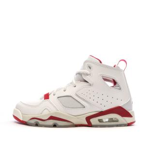 Baskets Blanches/Rouges Garçon Nike Jordan Fltclb 91 pas cher