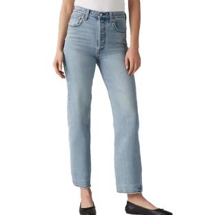Jean Bleu Clair Femme Levi's Ribcage Straight Ankle Med pas cher