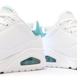 Baskets Blanc/Turquoise Femme Skechers Uno vue 7