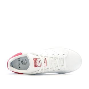 Baskets Blanches/Roses Fille Adidas Stan Smith J vue 4