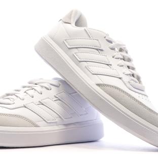 Baskets Blanc/Beige Enfant Adidas Courtblock vue 7