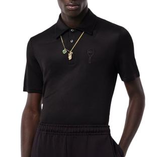 Polo Noir Homme Lacoste Runway Regular Fit Satin vue 0