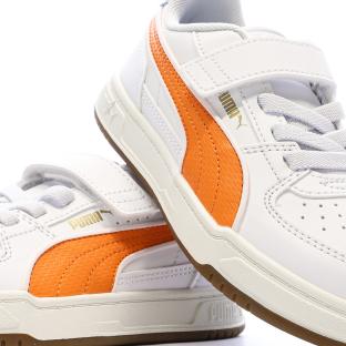 Zapatillas blancas/naranjas para niño Puma Caven III Retro ver 0