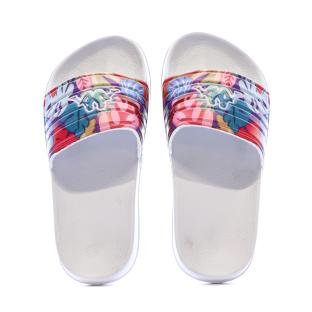 Claquettes Blanches à fleurs Fille Kappa Logo Sarty 2 vue 3