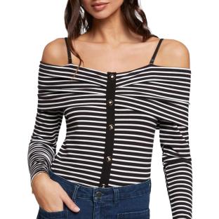 T-Shirt Manches Longues Noire/Blanche Femme Morgan TROPEZ vue 0