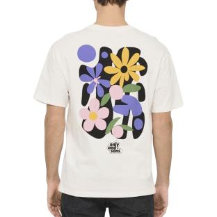 T-shirt Blanc Homme Only & Sons Flower vue 0