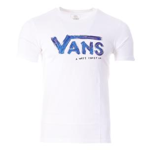 T-Shirt Blanc/Bleu Homme Vans Painted pas cher