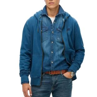 Sweat Zippé Bleu Homme Superdry Essential Washed Ziphood vue 2